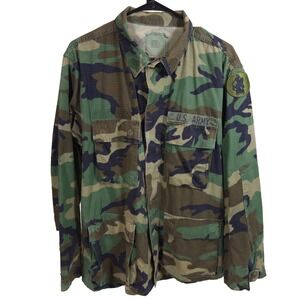 US Army Military Field Jacket Medium Regular Mens Woodland Camo Green Camouflage